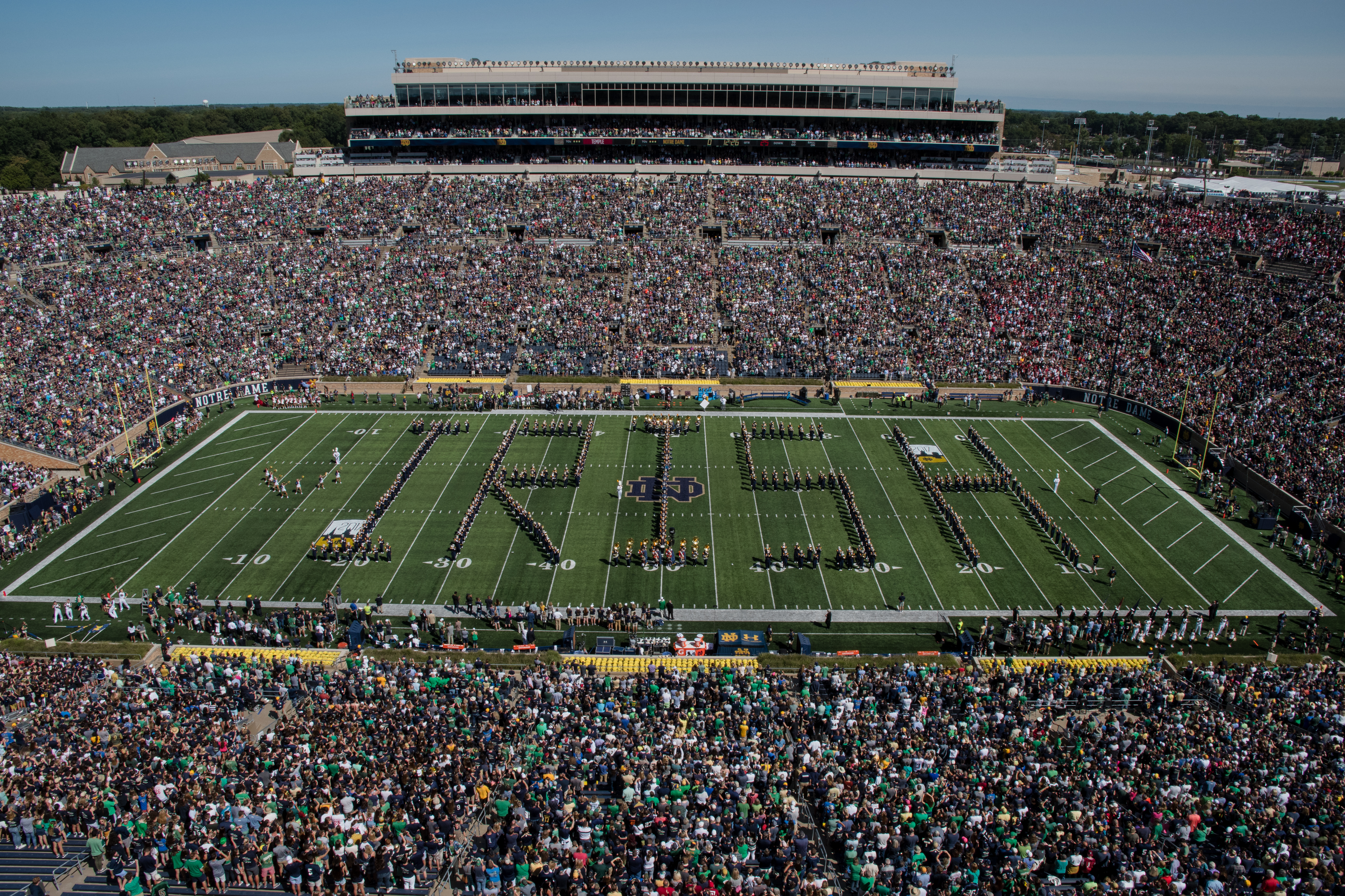 ND Band performs Monogram ND Formation ND Band spells out Irish